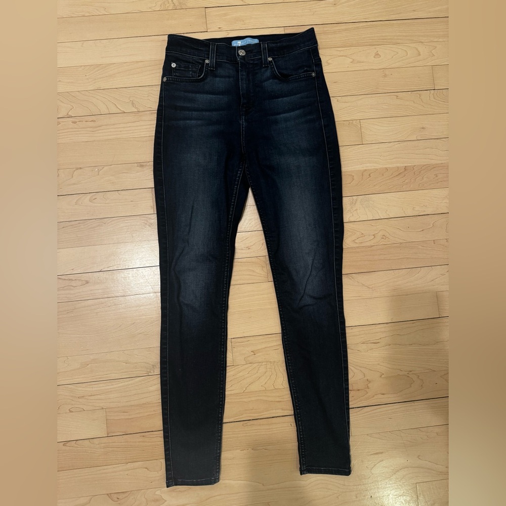 7 For All Mankind Dark Wash Bl(air) Skinny Jeans - size 25